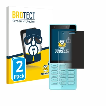 Parte frontale di una confezione del prodotto con il logo del marchio BROTECT. Accanto è raffigurato il dispositivo Nokia 216 