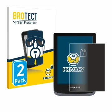 Parte frontale di una confezione del prodotto con il logo del marchio BROTECT. Accanto è raffigurato il dispositivo PocketBook