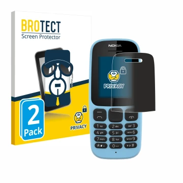 Parte frontale di una confezione del prodotto con il logo del marchio BROTECT. Accanto è raffigurato il dispositivo Nokia 105 