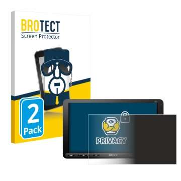 Parte frontale di una confezione del prodotto con il logo del marchio BROTECT. Accanto è raffigurato il dispositivo Sony XAV-A