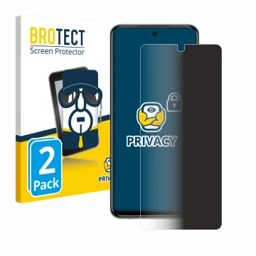 Parte frontale di una confezione del prodotto con il logo del marchio BROTECT. Accanto è raffigurato il dispositivo Xiaomi Red