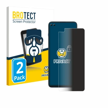 Parte frontale di una confezione del prodotto con il logo del marchio BROTECT. Accanto è raffigurato il dispositivo Motorola E