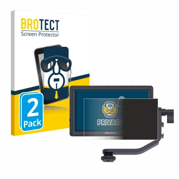 Parte frontale di una confezione del prodotto con il logo del marchio BROTECT. Accanto è raffigurato il dispositivo Feelworld 