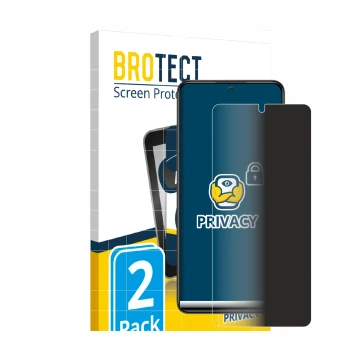 Parte frontale di una confezione del prodotto con il logo del marchio BROTECT. Accanto è raffigurato il dispositivo Xiaomi Red