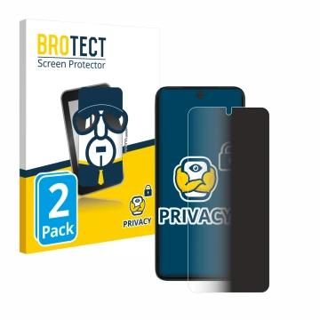 Parte frontale di una confezione del prodotto con il logo del marchio BROTECT. Accanto è raffigurato il dispositivo Motorola E