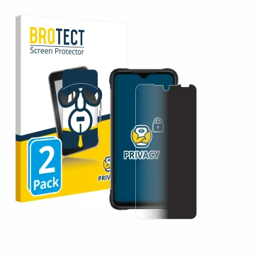Parte frontale di una confezione del prodotto con il logo del marchio BROTECT. Accanto è raffigurato il dispositivo Umidigi Bi
