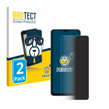 Parte frontale di una confezione del prodotto con il logo del marchio BROTECT. Accanto è raffigurato il dispositivo Xiaomi Red