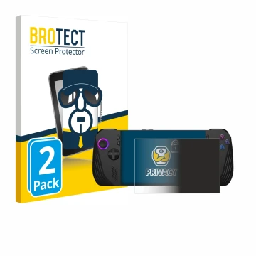 Parte frontale di una confezione del prodotto con il logo del marchio BROTECT. Accanto è raffigurato il dispositivo ASUS ROG A