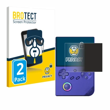 Parte frontale di una confezione del prodotto con il logo del marchio BROTECT. Accanto è raffigurato il dispositivo Anbernic R