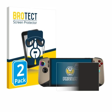 Parte frontale di una confezione del prodotto con il logo del marchio BROTECT. Accanto è raffigurato il dispositivo MSI Claw 8