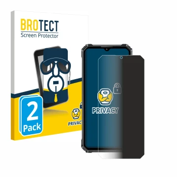 Parte frontale di una confezione del prodotto con il logo del marchio BROTECT. Accanto è raffigurato il dispositivo Oukitel G1