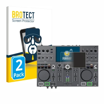 Parte frontale di una confezione del prodotto con il logo del marchio BROTECT. Accanto è raffigurato il dispositivo Denon DJ P