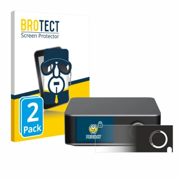 Parte frontale di una confezione del prodotto con il logo del marchio BROTECT. Accanto è raffigurato il dispositivo WiiM Ultra
