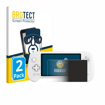Parte frontale di una confezione del prodotto con il logo del marchio BROTECT. Accanto è raffigurato il dispositivo Anbernic R