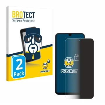Parte frontale di una confezione del prodotto con il logo del marchio BROTECT. Accanto è raffigurato il dispositivo Samsung Ga