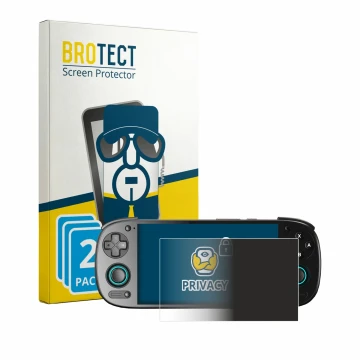 Parte frontale di una confezione del prodotto con il logo del marchio BROTECT. Accanto è raffigurato il dispositivo Retroid Po