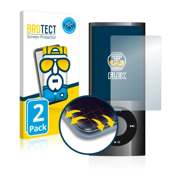 Parte frontale di una confezione del prodotto con il logo del marchio BROTECT. Accanto è raffigurato il dispositivo Apple iPod