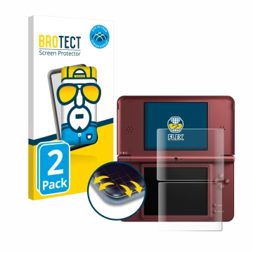 Parte frontale di una confezione del prodotto con il logo del marchio BROTECT. Accanto è raffigurato il dispositivo Nintendo D