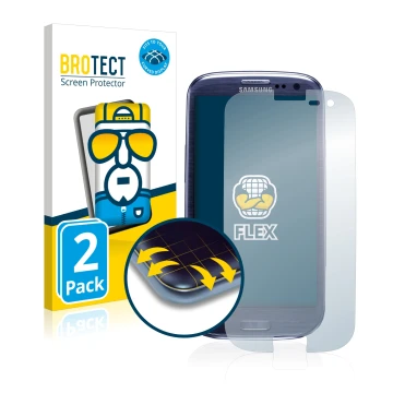 Parte frontale di una confezione del prodotto con il logo del marchio BROTECT. Accanto è raffigurato il dispositivo Samsung Ga