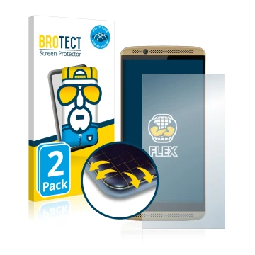 Parte frontale di una confezione del prodotto con il logo del marchio BROTECT. Accanto è raffigurato il dispositivo ZTE Axon 7