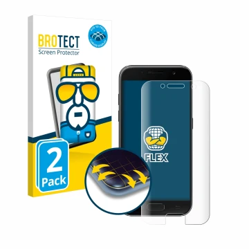 Parte frontale di una confezione del prodotto con il logo del marchio BROTECT. Accanto è raffigurato il dispositivo Samsung Ga