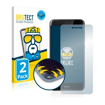 Parte frontale di una confezione del prodotto con il logo del marchio BROTECT. Accanto è raffigurato il dispositivo Huawei P8 