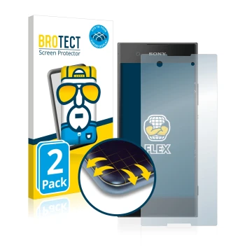 Parte frontale di una confezione del prodotto con il logo del marchio BROTECT. Accanto è raffigurato il dispositivo Sony Xperi
