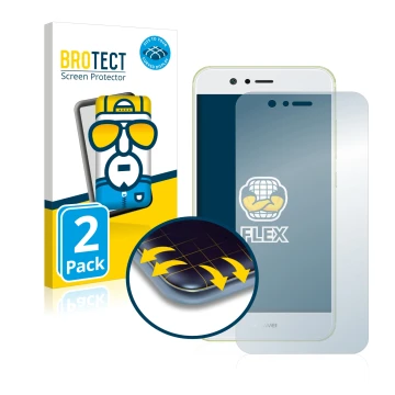 Parte frontale di una confezione del prodotto con il logo del marchio BROTECT. Accanto è raffigurato il dispositivo Huawei Nov