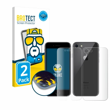 Parte frontale di una confezione del prodotto con il logo del marchio BROTECT. Accanto è raffigurato il dispositivo Apple iPho