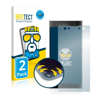 Parte frontale di una confezione del prodotto con il logo del marchio BROTECT. Accanto è raffigurato il dispositivo Sony Xperi