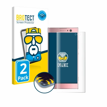 Parte frontale di una confezione del prodotto con il logo del marchio BROTECT. Accanto è raffigurato il dispositivo Sony Xperi