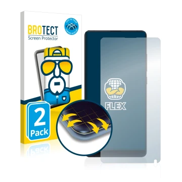 Parte frontale di una confezione del prodotto con il logo del marchio BROTECT. Accanto è raffigurato il dispositivo Xiaomi Mi 