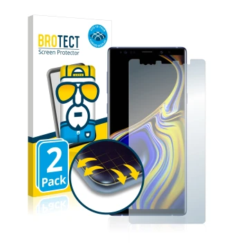 Parte frontale di una confezione del prodotto con il logo del marchio BROTECT. Accanto è raffigurato il dispositivo Samsung Ga