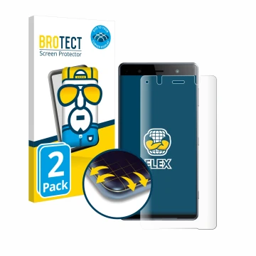 Parte frontale di una confezione del prodotto con il logo del marchio BROTECT. Accanto è raffigurato il dispositivo Sony Xperi