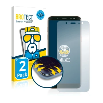 Parte frontale di una confezione del prodotto con il logo del marchio BROTECT. Accanto è raffigurato il dispositivo Samsung Ga