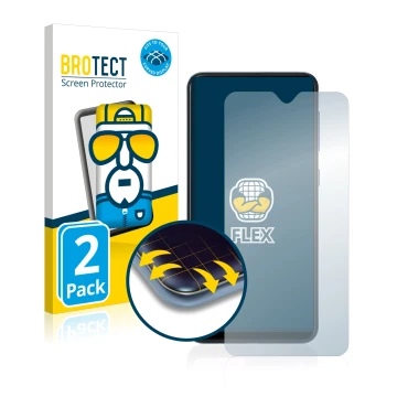 Parte frontale di una confezione del prodotto con il logo del marchio BROTECT. Accanto è raffigurato il dispositivo Samsung Ga