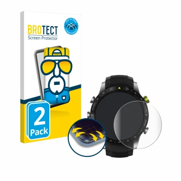 Parte frontale di una confezione del prodotto con il logo del marchio BROTECT. Accanto è raffigurato il dispositivo Garmin Mar