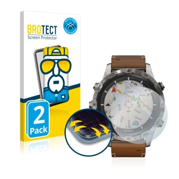 Parte frontale di una confezione del prodotto con il logo del marchio BROTECT. Accanto è raffigurato il dispositivo Garmin Mar