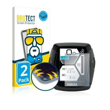 Parte frontale di una confezione del prodotto con il logo del marchio BROTECT. Accanto è raffigurato il dispositivo Yamaha LCD