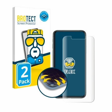 Parte frontale di una confezione del prodotto con il logo del marchio BROTECT. Accanto è raffigurato il dispositivo Apple iPho