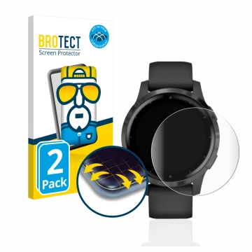 Parte frontale di una confezione del prodotto con il logo del marchio BROTECT. Accanto è raffigurato il dispositivo Garmin viv