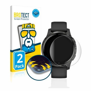 Parte frontale di una confezione del prodotto con il logo del marchio BROTECT. Accanto è raffigurato il dispositivo Garmin viv