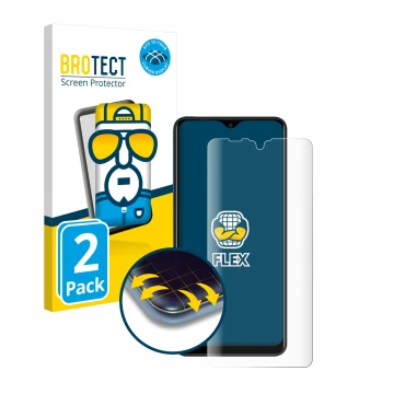 Parte frontale di una confezione del prodotto con il logo del marchio BROTECT. Accanto è raffigurato il dispositivo Blackview 