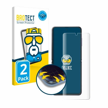 Parte frontale di una confezione del prodotto con il logo del marchio BROTECT. Accanto è raffigurato il dispositivo Samsung Ga