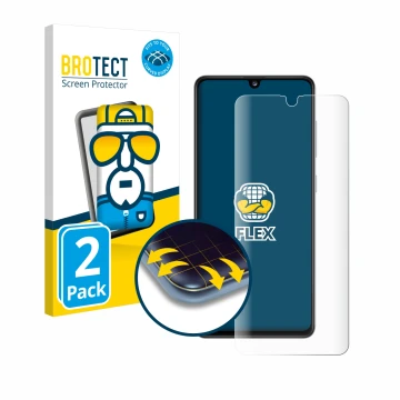 Parte frontale di una confezione del prodotto con il logo del marchio BROTECT. Accanto è raffigurato il dispositivo Samsung Ga