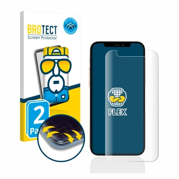 Parte frontale di una confezione del prodotto con il logo del marchio BROTECT. Accanto è raffigurato il dispositivo Apple iPho