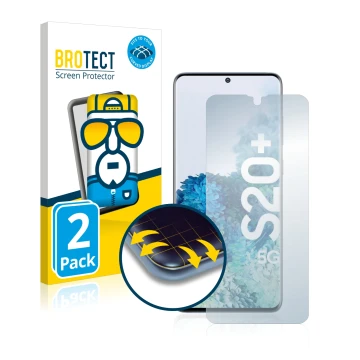 Parte frontale di una confezione del prodotto con il logo del marchio BROTECT. Accanto è raffigurato il dispositivo Samsung Ga