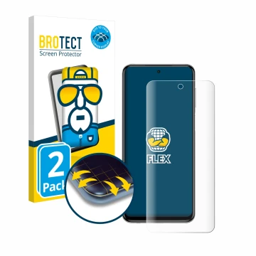 Parte frontale di una confezione del prodotto con il logo del marchio BROTECT. Accanto è raffigurato il dispositivo Xiaomi Red