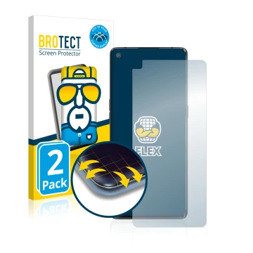 Parte frontale di una confezione del prodotto con il logo del marchio BROTECT. Accanto è raffigurato il dispositivo Oppo Find 