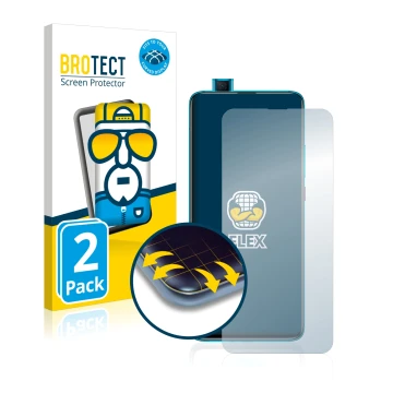 Parte frontale di una confezione del prodotto con il logo del marchio BROTECT. Accanto è raffigurato il dispositivo Xiaomi Poc